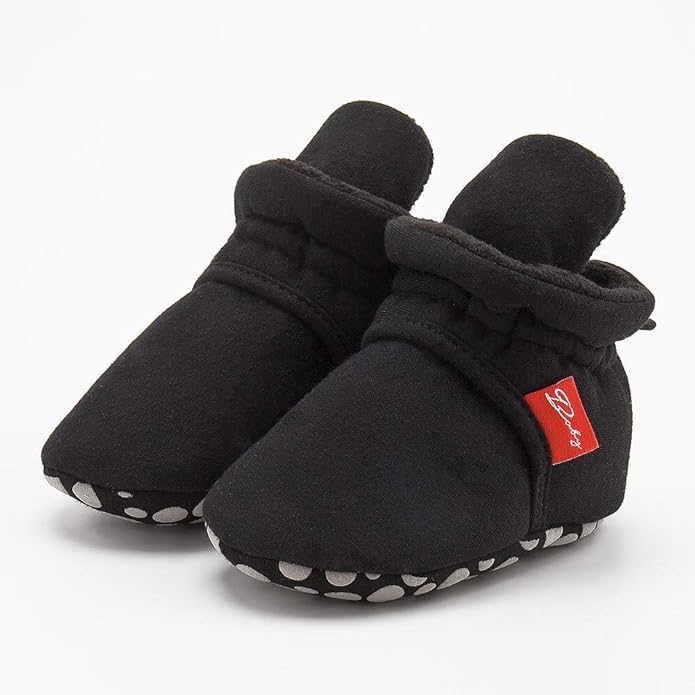 Sawimlgy Newborn Infant Baby Girl Boy Cotton Booties Stay On Sock Slippers Soft Bedroom Shoes Non-Skid Ankle Boots With Grippers Toddler Crib Warm Shoe First Walker Birthday Shower