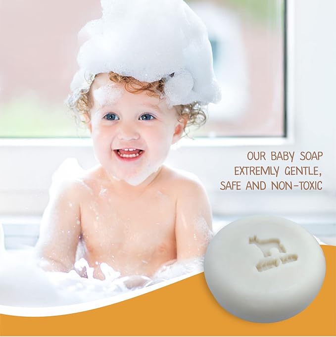 MADE IN USA Baby Soap Bar with Goat Milk and Honey - Naturally Cold Processed from Organic Ingredients - Delicate for Newborn Skin, Gift for babys, Kids, Toddlers and Adults - Handmade in USA