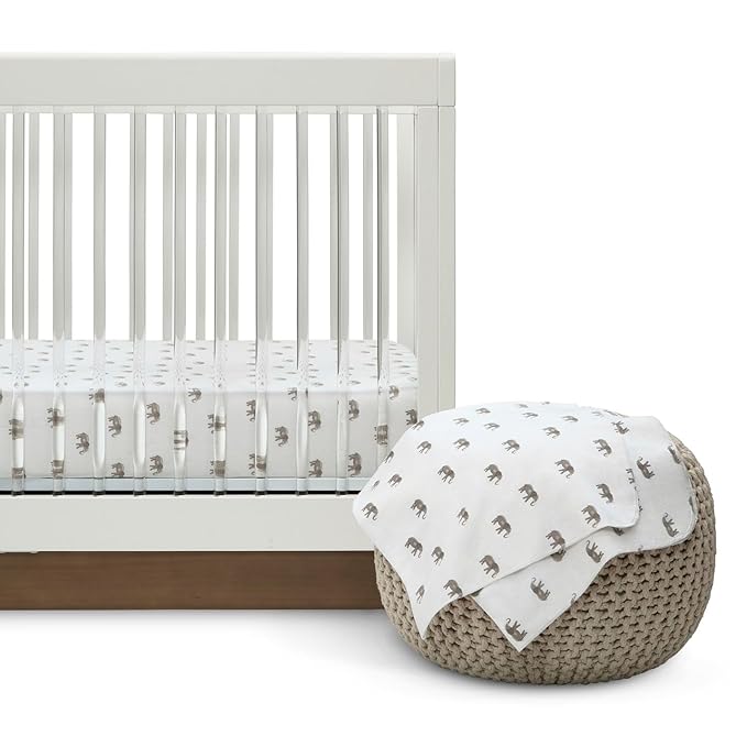 Delta Children Fitted Crib Sheets for Girls and Boys - Crib Sheet for Standard Crib and Toddler Mattresses - 28x52 Inch (Pack of 2), Safari Friends