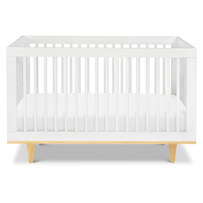 daVinci Marley 3-in-1 Convertible Baby Crib - GREENGUARD Gold Certified Convertible White Finish & Natural Legs Baby Crib to Toddler Bed, Daybed - Easy to Assemble - with 4 Adjustable Mattress Heights