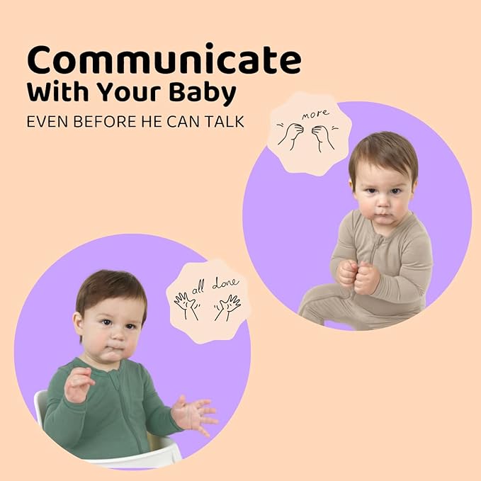 Baby Sign Language Silicone Bib Bundle, More & All Done, Pink Sand