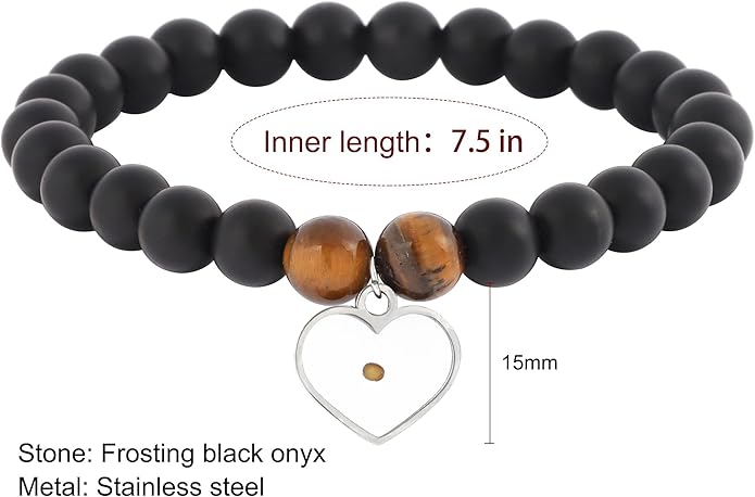 Miscarriage Gift Heart Charm Stretch Bracelet Crystals and Healing Stones Bracelet for Mother Father