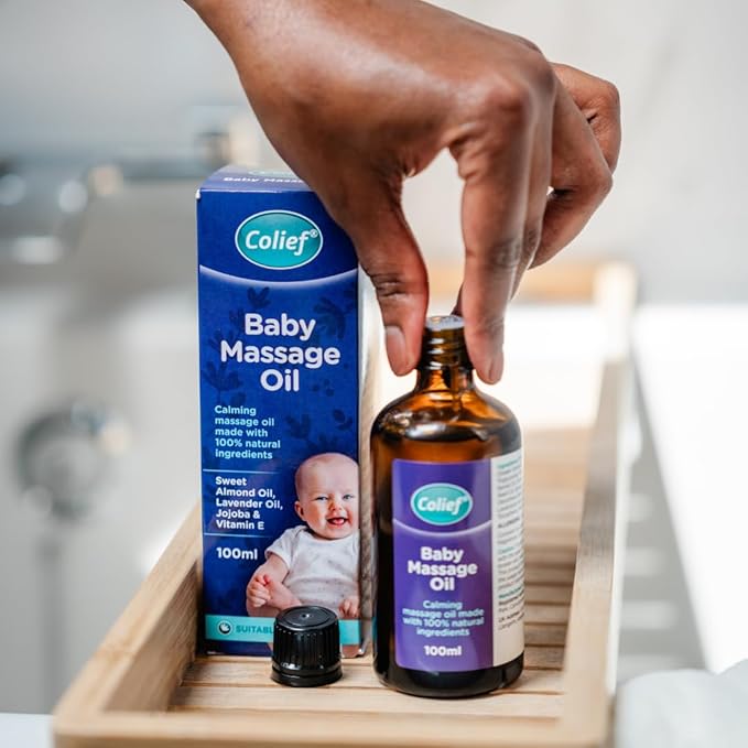 Colief Baby Massage Oil | Soothing Oil For Infants | Made With 100% Natural Ingredients Including Sweet Almond Oil, Lavender Oil, Jojoba & Vitamin E | Suitable For Babies 3+ Months | 3.38 Fl. Oz