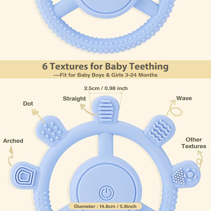Vibrating Teether for Baby, Sensory Chew Toys for Autistic Children & Teething Toys for Babies 6-18 Months, USB Chargeable & 3X Vibration Settings. Toddler Travel Essential, Autism Sensory Products