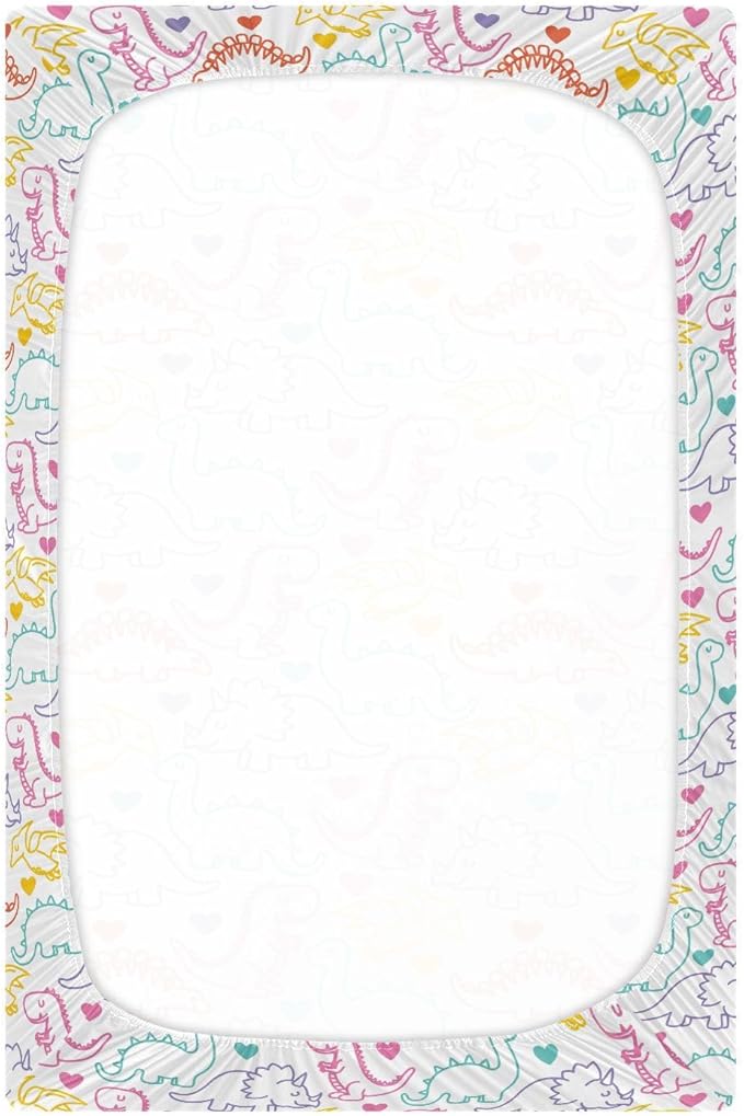 Colored Dinosaur Crib Sheets for Neutral Bassinet Play Sheets,Sheets Toddler Bed Sheets for Baby Boys Girs 39 * 27 * 5in