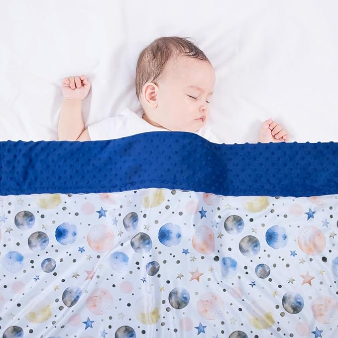 Baby Blankets for Unisex Boys Girls, Super Soft Nursery Minky Blankets, 30 x 40 inch Outer Space Printed Bed Throws Newborn (Color Planet)