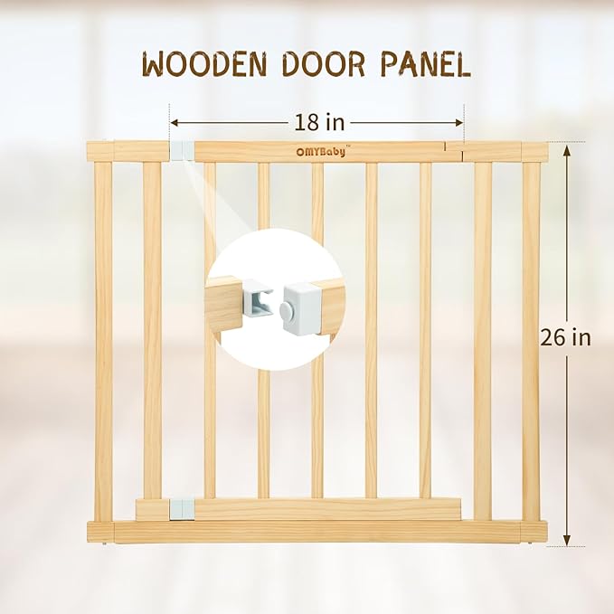 1PC Door Panel for Wooden Baby Playpen, Changeable & Expandable Baby Gate Playard Wooden Play Fence Accessories, Large Wood Playpen Panel Safe Play Area Kids Activity Center Accessories (Door)