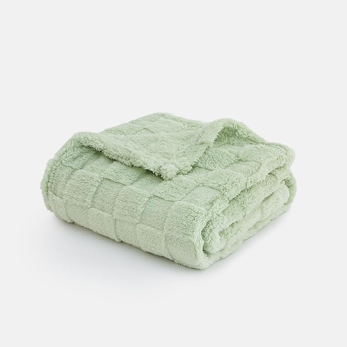 Checkered Baby Blankets Double-Sided Fleece Plush Toddler Blankets for Boys Girls, Lightweight Soft Cozy and Warm Newborn Receiving Blankets for Crib, Couch, Sofa 30 x 40 Inches Sage Tea Green