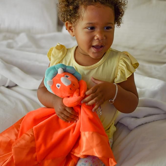 Dinosaur Lovey Blanket for Baby | Large 20" x 20" Baby Lovey for Girls or Boys | Cute Dinosaur Security Blanket for Babies and Toddlers