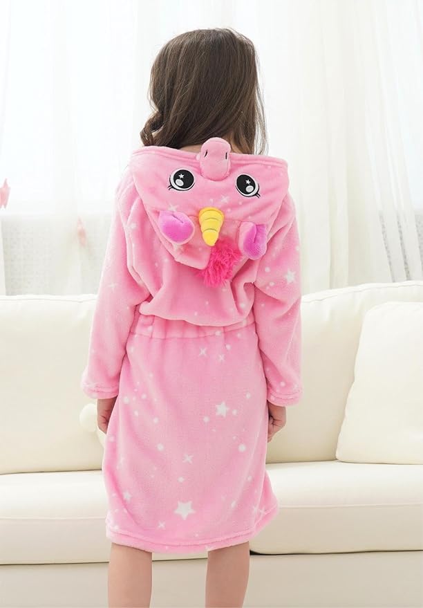 Doctor Unicorn Girls Fleece Hooded Robe Toddler Warm Fuzzy Bathrobe