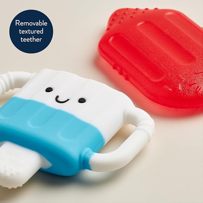 Itzy Ritzy Cold Teether - Itzy Cool Teether with Handles & Removable, Textured Teething Toy (Hero Pop)