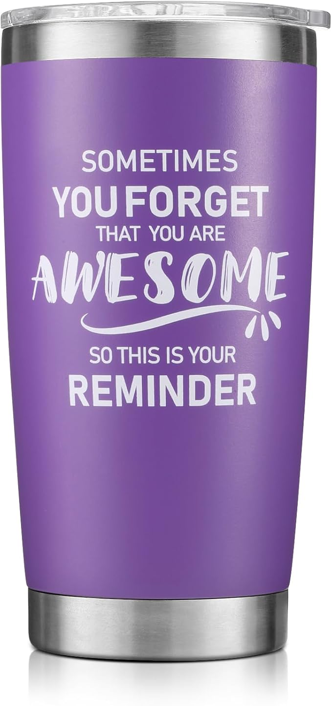 NOWWISH Inspirational Gifts for Women, Awesome Coffee Tumbler, Thank You Birthday Mothers Day Gifts for Mom, Women, Wife with this Funny Tumbler - Purple 20oz