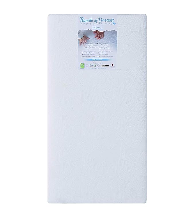 Bundle of Dreams Classic 2-Stage Crib & Toddler Bed Mattress, 100% Breathable, Organic Cotton Cover, Edge Support, Hypoallergenic, Eco-Friendly