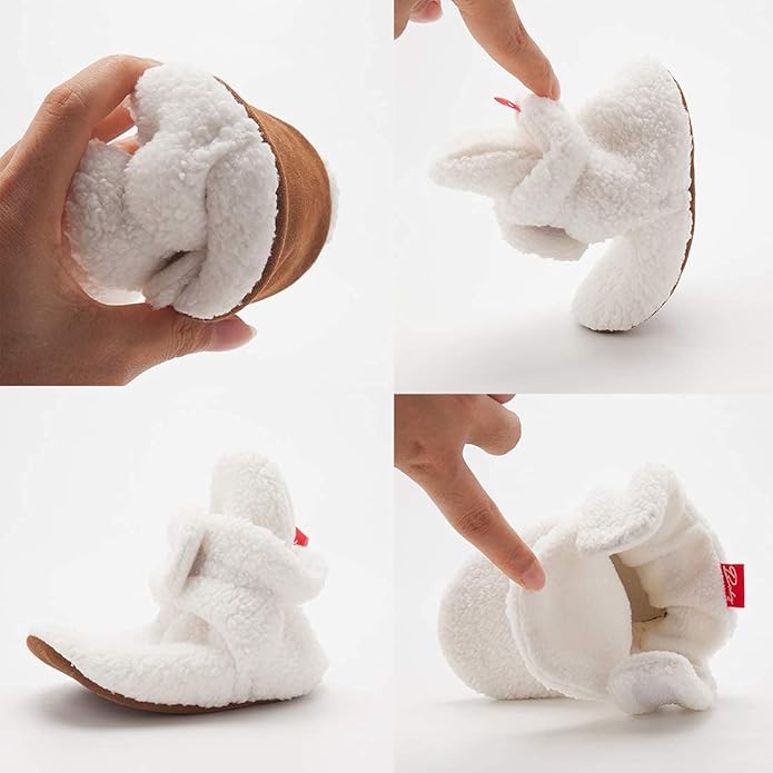 Sawimlgy Newborn Infant Baby Girl Boy Cotton Booties Stay On Sock Slippers Soft Bedroom Shoes Non-Skid Ankle Boots With Grippers Toddler Crib Warm Shoe First Walker Birthday Shower
