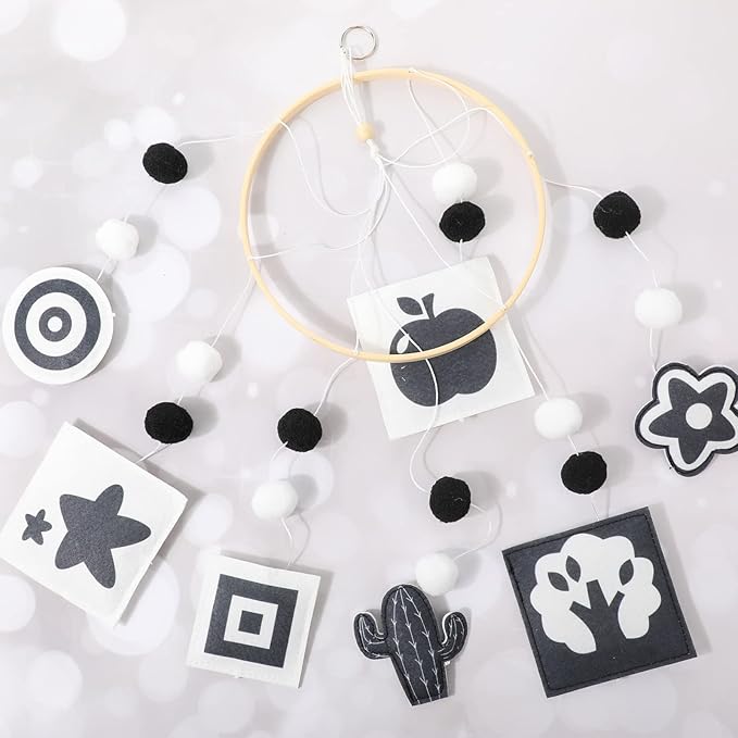 HyDren Baby Mobile for Crib Black and White Crib Mobile Nursery Crib Mobile Handmade Mobiles Decor for Baby Shower Gifts Ceiling Hanging Decorations 2 Styles