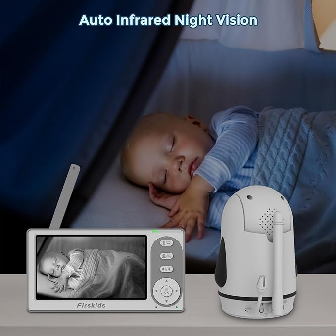 Baby Monitor - 1000ft Long Range Baby Monitor with Camera and Audio No WiFi, Built in 3500mAh Battery,Auto Night Vision, Temperature, 2-Way Talk, 8 Lullabies, 4.3'' Screen