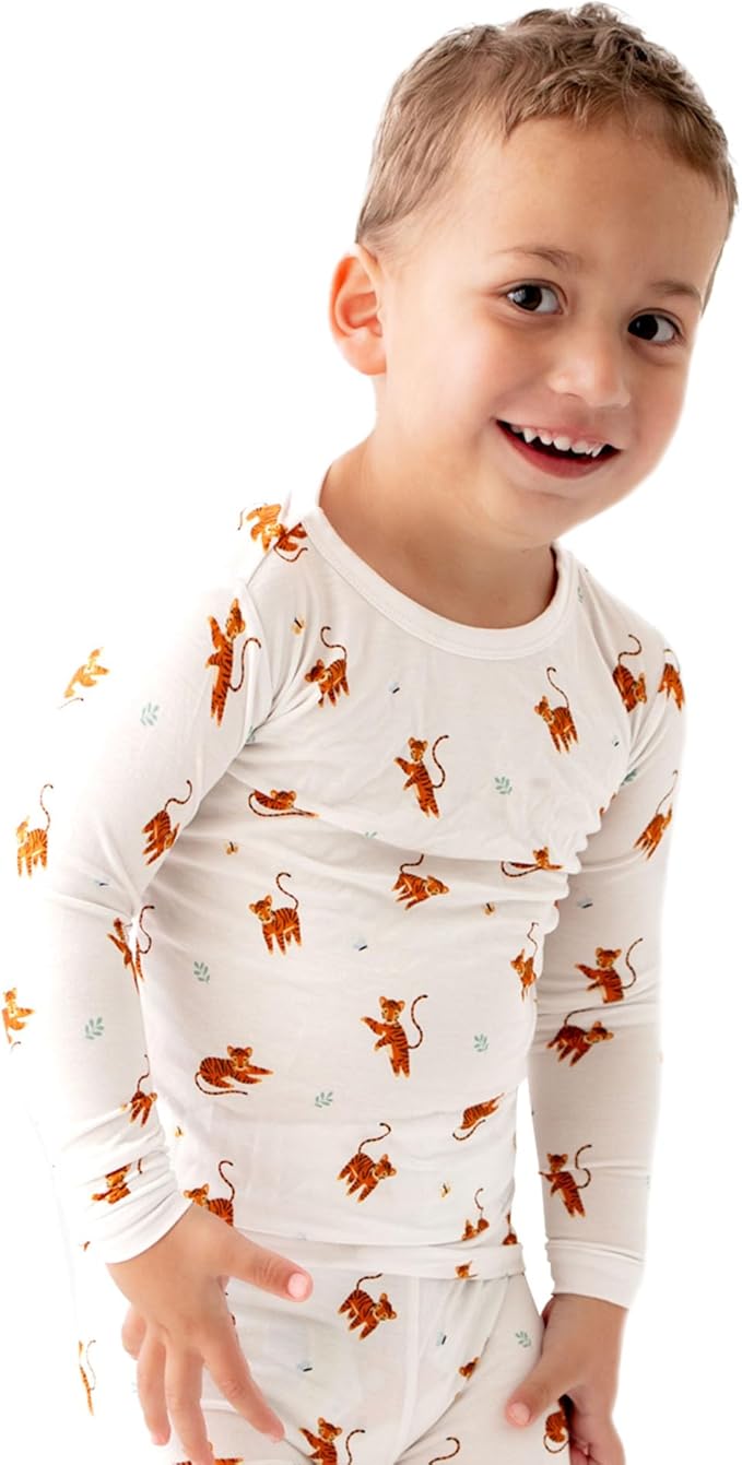 Toddler Pajamas – 95% Bamboo Viscose, 5% Spandex – Soft, Breathable Long-Sleeve Pajama Set for Kids, Sleepwear, Imported