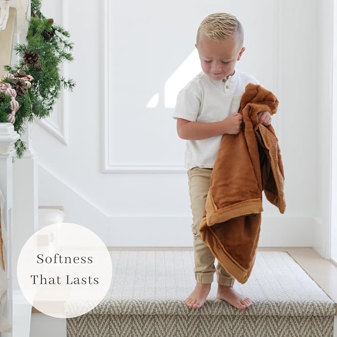SARANONI Security Blankets for Babies Super Soft Boutique Quality Lush Luxury Baby Blanket (Mini 15" x 20", Camel)