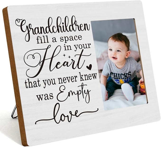 Grandchildren Picture Frame for Grandparents Newborn Baby Gift for Grandma Grandpa Grandchildren Fill A Space In Your Heart Photo Frame Table Desk Decor for Home Livingroom Bedroom Tabletop Display Frame picture1809
