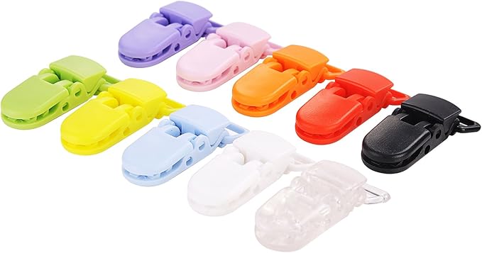 LIHAO 50x Pacifier Clips Holders for Teething Toys Baby Blankets - 10 Colors