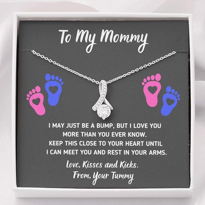 Baby Feet Jewelry Necklace, Mommy To Be Gifts For 1st Time Mom, To My Mommy Necklace Baby Bump, Gifts For Pregnant Women Mom To Be