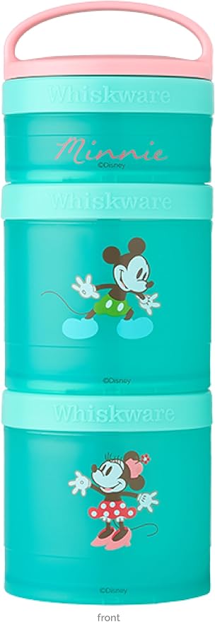 Whiskware Disney Stackable Snack Containers for Kids and Toddlers, 3 Stackable Snack Cups for School and Travel, Mickey and Minnie