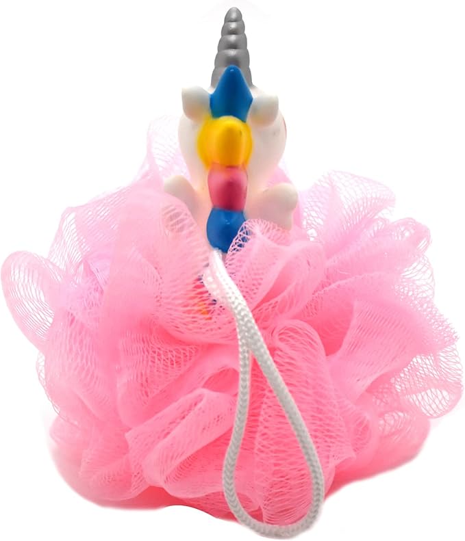 Cute Unicorn Kids Bath Loofahs Balls for Baby Girls Boys Mesh Shower Ball Pouf Exfoliating Bath Sponge Body Cleaner Bath Accessories