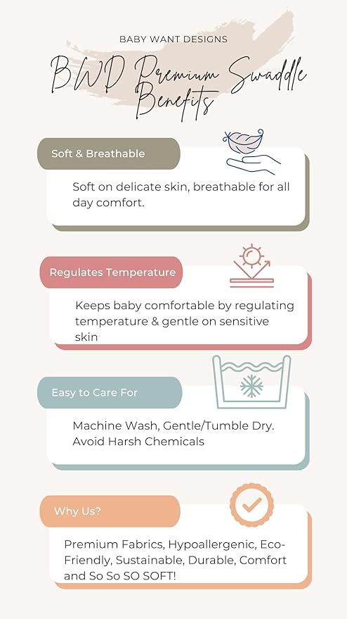 BWD Baby Swaddle Blanket – Ultra-Soft Bamboo Viscose & Organic Cotton Muslin – Lightweight, Breathable, Stretchy – Newborn Essential 47" (Rosewood)