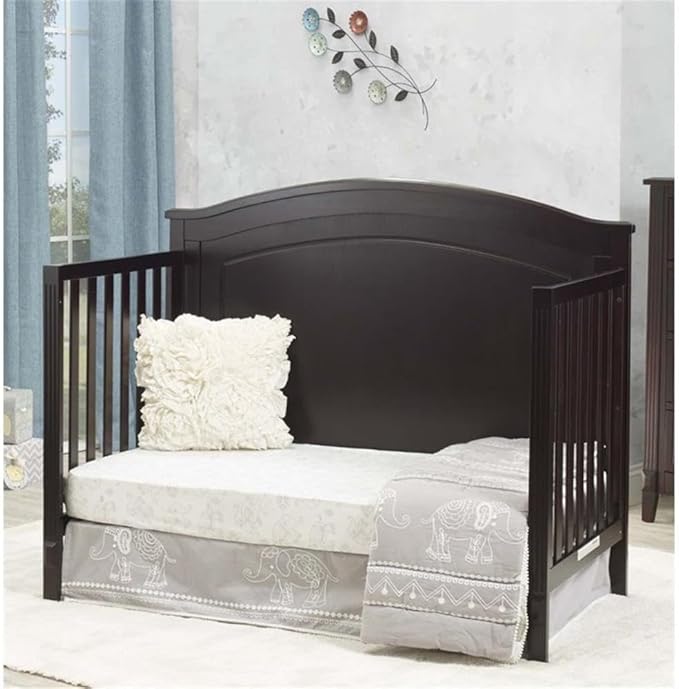 Pemberly Row Modern/Contemporary Round Top Panel Crib in Espresso