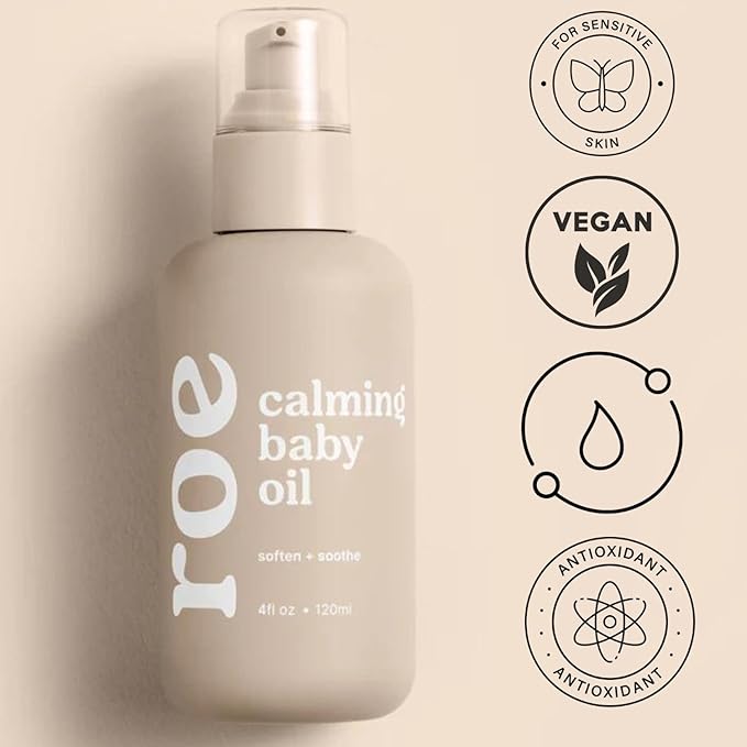 Baby Oil Calming & Soothes, Hydrates Rough and Irritated Skin | All Natural Non-Greasy Hydrating Baby Oil | Moisturize Full Body (Calming Baby Oil)