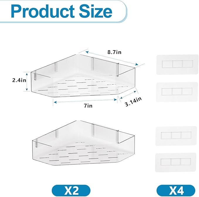 Natheeph Bath Toy Organizer 2-Pack - Clear Large Capacity Bath Toy Storage Holder with Quick-Dry Holes, Space-Saving Corner Shower Caddy for Bathroom & Kitchen