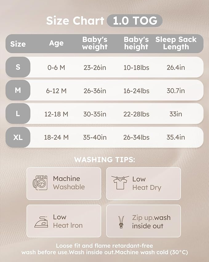 Yoofoss Rayon Made from Bamboo Baby Sleep Sack 0-6 Months 1.0 Tog Baby Wearable Blanket, Super Soft Infant Toddler Sleeping Sack 2-Way Zipper