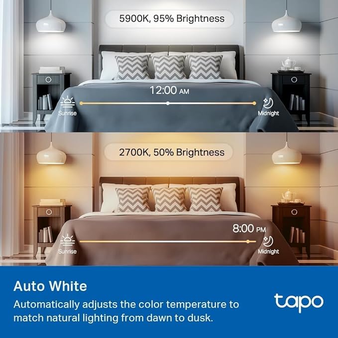 Tapo TP-Link Smart Light Bulbs, 1100 Lumens High Brightness (75W Equivalent), Matter-Certified, 16M Colors WiFi Light Bulb, Dimmable, Works w/Siri, Alexa & Google Home, A19 E26, L535E(4-Pack)
