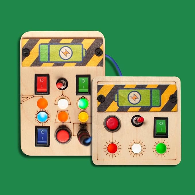 Toys Busy Board Spark Switch & Mini Switch Combo, Sensory Montessori Toy for Toddlers 1-6 Years, Soft Lighting for Hand-Eye Coordination, Educational Travel Toy for Boys & Girls
