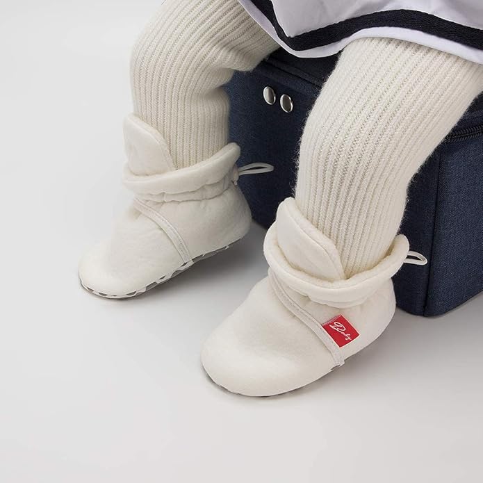 Sawimlgy Newborn Infant Baby Girl Boy Cotton Booties Stay On Sock Slippers Soft Bedroom Shoes Non-Skid Ankle Boots With Grippers Toddler Crib Warm Shoe First Walker Birthday Shower