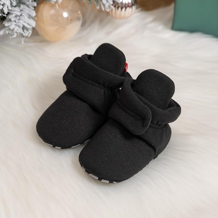 Sawimlgy Newborn Infant Baby Girl Boy Cotton Booties Stay On Sock Slippers Soft Bedroom Shoes Non-Skid Ankle Boots With Grippers Toddler Crib Warm Shoe First Walker Birthday Shower