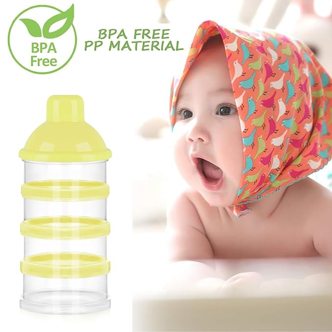 Accmor Formula Dispenser On The Go, 4 Compartments Stackable Formula Container for Travel, Baby Milk Powder Kids Snack Container, BPA Free 