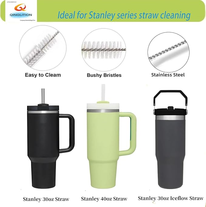 5-Pack Water Bottle Brush Set,9.5'Long Handle Silicone Water Bottle Cleaning Brush, 2 Straw Brushes, 2(3-in-1)cup lid Cleaner Brushes for Water Bottles,Baby Bottles,Straw Brushes White(blue-black(5th)