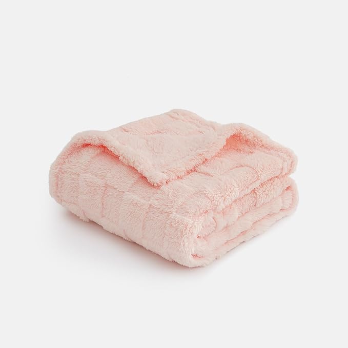 Checkered Baby Blankets Double-Sided Fleece Plush Baby Blankets for Girls, Lightweight Soft Cozy and Warm Newborn Receiving Throw for Bed, Crib, Couch, Sofa 30 x 40 Inches, Pink