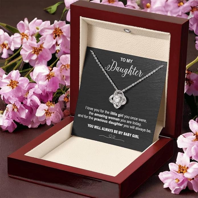 To My Daughter Gift Necklace From Dad or Mom - Badass Daughter Jewelry With Heartfelt Message & Elegant Box
