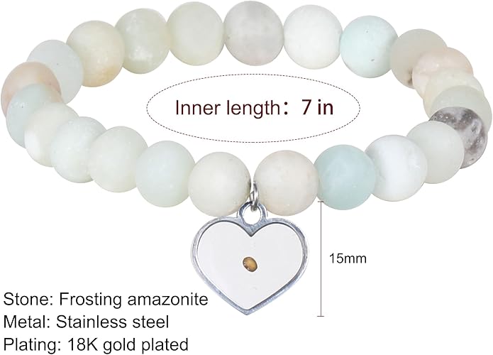 Miscarriage Gift Heart Charm Stretch Bracelet Crystals and Healing Stones Bracelet for Mother Father