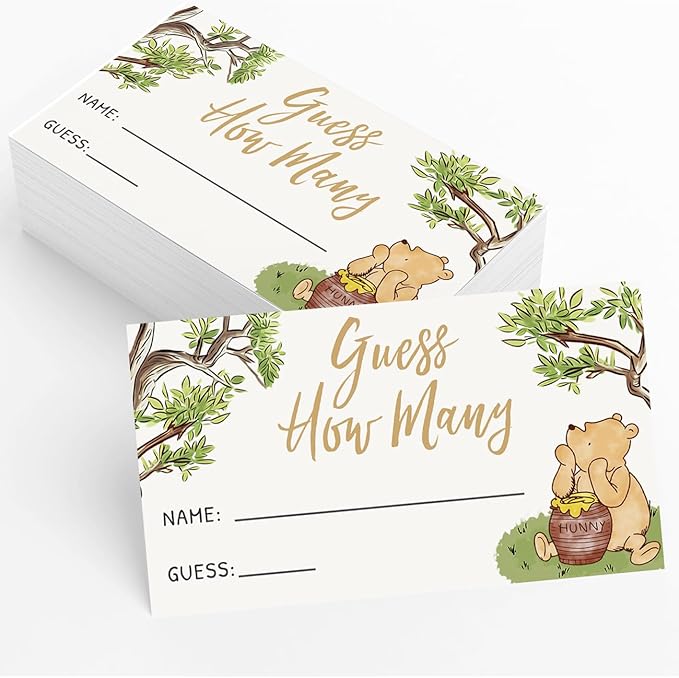 Baby Shower Guess How Many Game Set of 30, Party Supplies - Classic Pooh Collection (How Many Game)