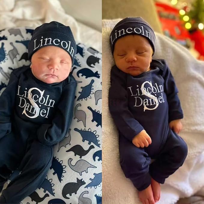 Personalized Baby Romper Hospital Newborn Coming Home Outfit Custom Embroidery Name Infant Sleepwear Gift for Baby Shower
