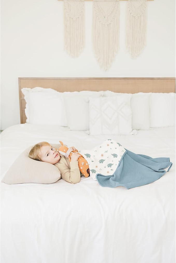 Konssy Muslin Baby Blankets for Girls Boys, 100% Cotton Crib Blanket for Baby Infant Toddler, Super Soft and Lightweight Nursery Blankets 40"x36" (Elephant)