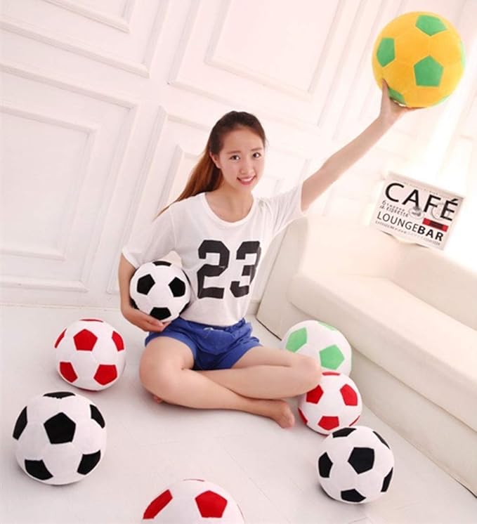 Plush Soccer Balls - Fluffy Stuffed Toy Soccer Ball Plush Pillow Soft Durable Stuff Soccerball Gift for Kids Boy Baby (Green -Yellow,7.8inch/20cm)