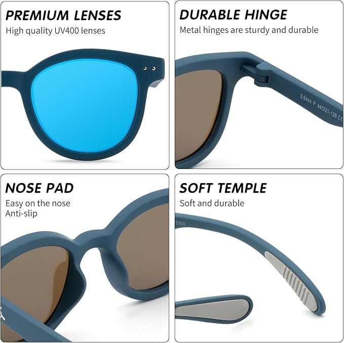 EYEBUDDY Kids Sunglasses for Boys Girls Age 2-8 Polarized UV Protection Toddler Children Sun Glasses Pack of 2