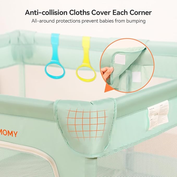 COMOMY Playpens for Babies and Toddlers, Small Baby Play Pens, Activity Center for Baby Safe and Non-Slip Baby Fence, Full Mesh Design, Indoor & Outdoor Kids Activity Center (Dark Green, 50"x50")