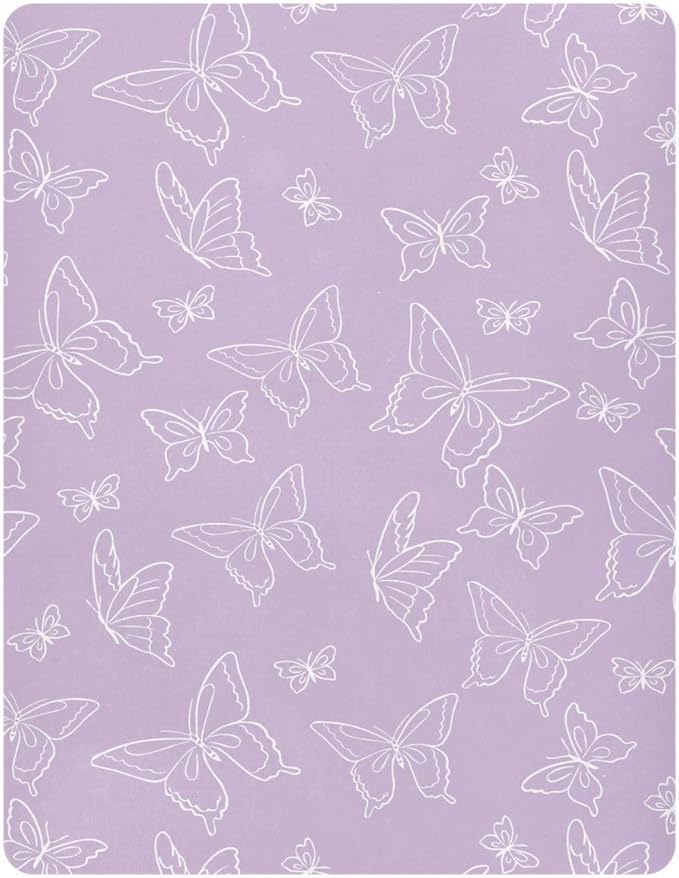 Baby Crib Sheets Purple Butterfly Crib Sheets for Boys Girls,Neutral Bassinet Toddler Bed Play Sheets Breathable Soft and Portable 52 * 28 * 9in