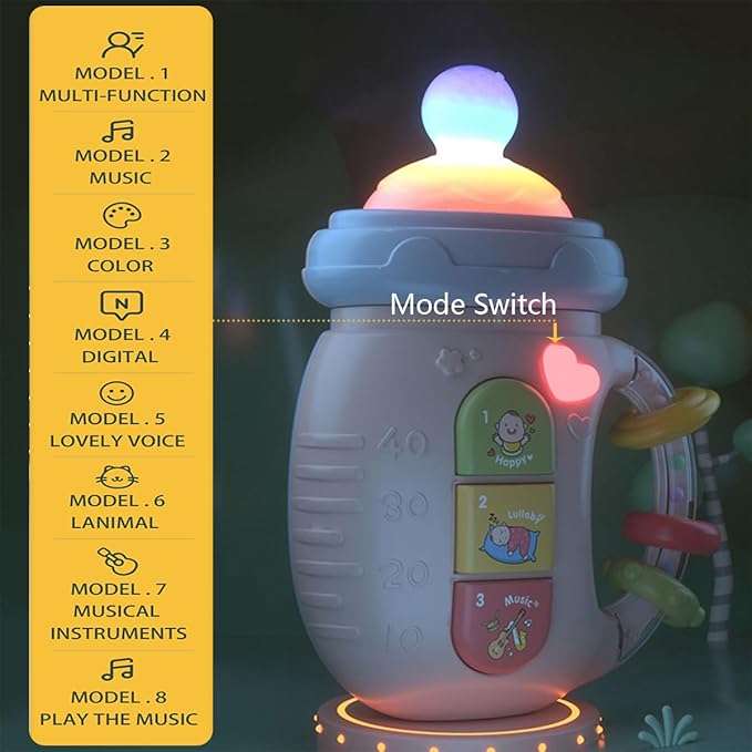 Baby Musical Toys Set, Infant Musical Light Up Toys with Rhythmic Light and Sounds for Baby Boy Girl Early Educational Comfort Toys Pregnant Gift (Blue)