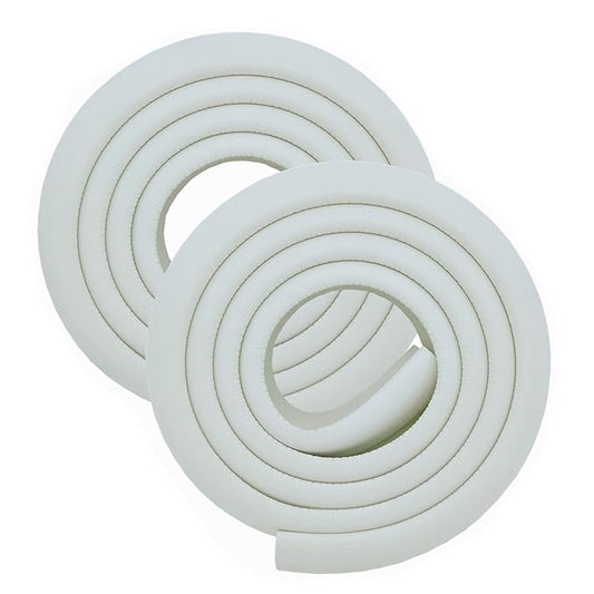 M2cbridge L Shape Extra Thick Furniture Table Edge Protectors Foam Baby Safety Bumper Guard 6.5 Ft (Off White (6.5ft x 2))